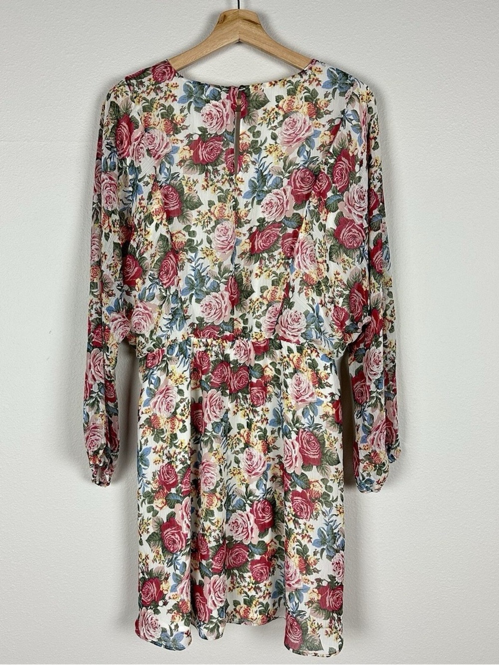 WAYF Floral print mini dress with long sleeves
